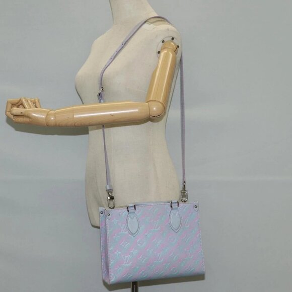 LOUIS VUITTON Monogram Empreinte On The Go PM Bag 2way Blue M46067 Auth MX449A - Picture 14 of 16